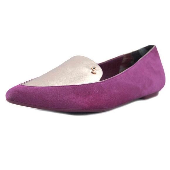 Ted Baker London Suede Flats Fuchsia Gold Size 8.5 Bin 17 - Picture 1 of 11